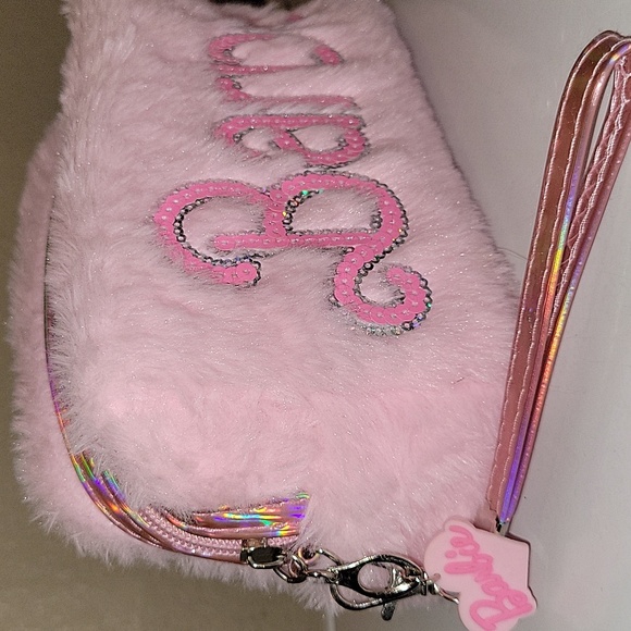 Pink Barbie Furry Cosmetic Bag - Picture 2 of 6